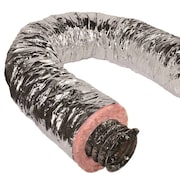 LL BUILDING PRODUCTS Master Flow Insulated Flexible Duct, 4 In, 25 Ft L, Fiberglass, Silver F6IFD4X300